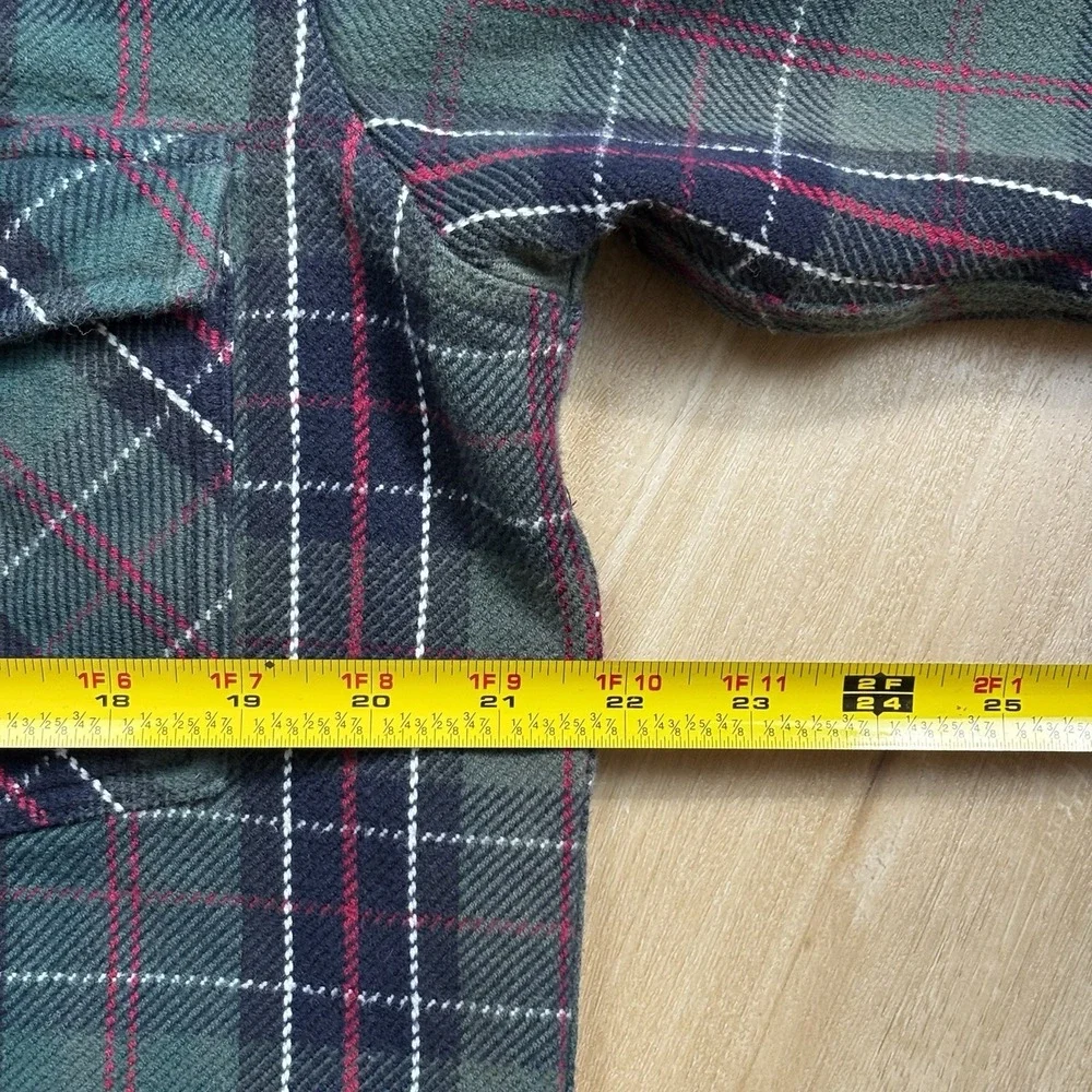 Five Brother Heavy Utility Green Plaid Flannel Snap Button-Up‎ Shirt Men's Large